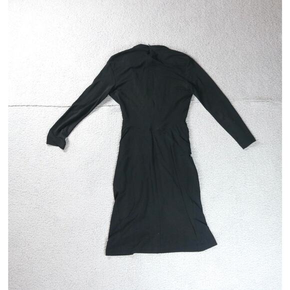 MM LaFleur Dress Womens 6 Black Blair 2.0 Ruched Twist Long Sleeve Midi Zip Up - Picture 3 of 13